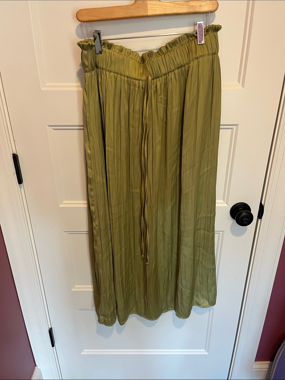 Deluc Olive Green Pleated Maxi Skirt